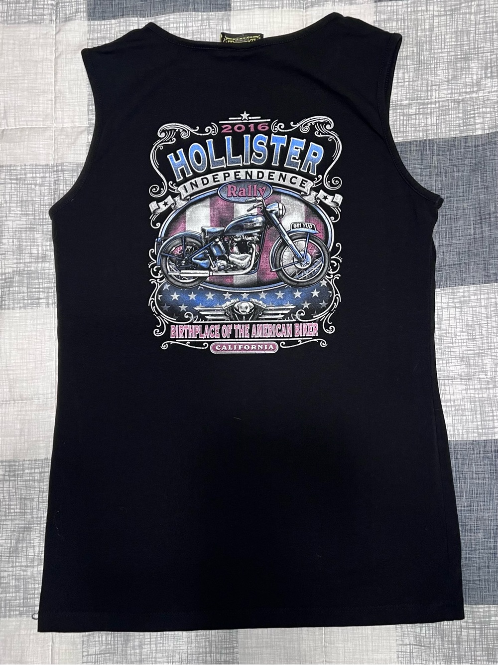 Hollister Black Sleeveless Tank with Motorcycle Graphic